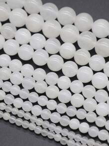 20 sztuk/opakowanie 6mm/8mm/10mm Naturalne białe kwarcowe i indyjskie agatowe okrągłe koraliki, półfabrykaty luźne koraliki do tworzenia biżuterii DIY Bransoletki Naszyjniki