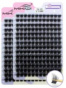 168片仿貂毛假睫毛簇，0.07D，9-16毫米混合装，自然妆效，浓密型，单根睫毛簇，化妆工具，睫毛簇，单根睫毛，假睫毛，假睫毛