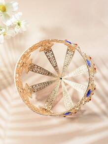 1pc Iris Flower Crown Design Zinc Alloy New Wedding Bridal Tiara, Birthday And Adult Gift Accessories, All-Season