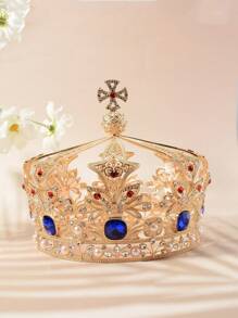 1pc Iris Flower Crown Design Zinc Alloy New Wedding Bridal Tiara, Birthday And Adult Gift Accessories, All-Season