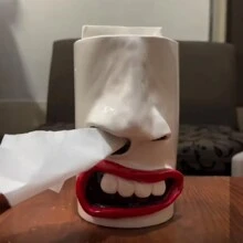 1 pezzo di portafazzoletti da viso creativo fatto a mano, dispenser di fazzoletti con disegno di naso e bocca, organizer per scatola di fazzoletti per bagno, camera da letto, comodino, scrivania - Multicolore - Visualizzare 3