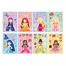 8Pcs Face Changing Sticker Unicorn Cartoon Cute Graffiti Children's Puzzle DIY Hand Account Puzzle Sticker (Some Colors And Styles Are Random)