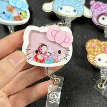 Sanrio 1 Sanrio Hello Kitty And Friends Acrylic Scalable ID Badge Clip - Durable PMMA Material, Cartoon Character Design, Suitable For Doctors, Nurses, And Teachers (Style And Color Random)