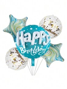 1pc/5pcs 22 Inch Round Happy Face Shape Foil Balloons, Decorations For Children Birthday Party