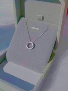 1 szt. Naszyjnik z cyrkonii w kształcie koła, minimalistyczny i świeży styl, odpowiedni dla nastolatek i młodych kobiet