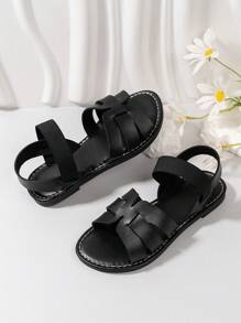 Un paio di sandali preferiti dai bambini, nuovi sandali per bambini 2025, moda, stile scolastico, suola morbida, sandali comodi, sandali con motivo sulla parte frontale che piacciono ai bambini e alle bambine - nero - Visualizzare 3