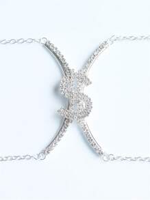 One Sexy Rhinestone Bralette, Unique Bikini Underwear Accessory - Silver - View 3