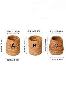 1 pezzo Portamatite stile vietnamita intrecciato a mano, scatola portapenne in rattan, organizer per cartoleria/trucchi, decorazione per casa/ufficio/cucina, durevole e leggero, adatto per soggiorno, cucina - Castano - Visualizzare 17