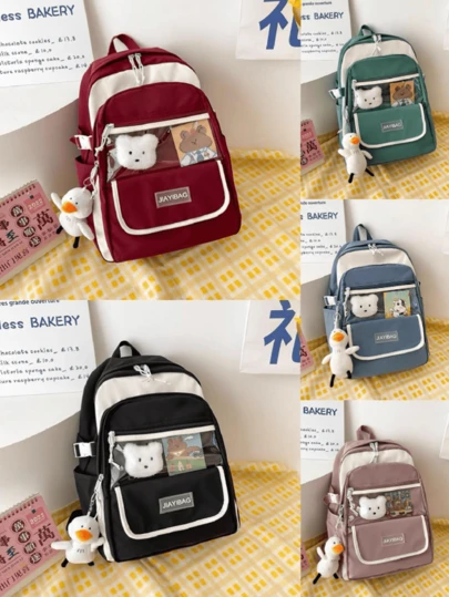 Mochila Escolar Grande em Nylon Impermeável para Estudantes Feminina material escolar material escola papelaria