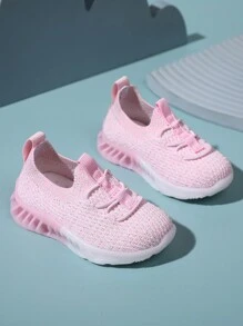 1 双婴儿纯色透气编织休闲运动鞋，软底运动鞋，适合儿童户外活动