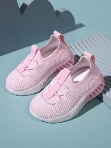 1 双婴儿纯色透气编织休闲运动鞋，软底运动鞋，适合儿童户外活动