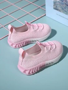 1 双婴儿纯色透气编织休闲运动鞋，软底运动鞋，适合儿童户外活动