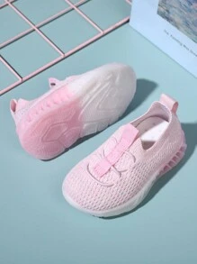 1 双婴儿纯色透气编织休闲运动鞋，软底运动鞋，适合儿童户外活动