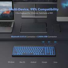 Ergonomic Bluetooth5.0 Dual Modes Wireless Silent Keyboard And Mouse Combo RGB Backlits Rechargeable Wireless Keyboard Mouse Set For WinXP/7/8/10/VISTA//Android - Black - View 2