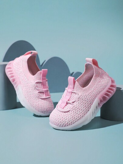 1 Pair Baby Solid Color Breathable Woven Casual Sneakers, Soft Bottom Sports Shoes, Suitable For Children Outdoor Activities