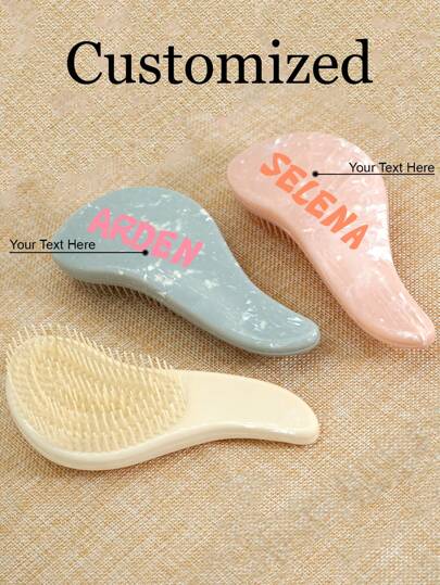 1pc Personalized Custom Comb, Detangling Brush, Mini Marble Pattern Shoe Sole Air Cushion Comb, Hair Care Girls Gift, Wedding Bridesmaid Gift, Adult Detangling Brush - Detangling Brush For Natural, Curly, Straight, Dry Or Wet Hair, Portable Hair Brush,Christmas Beauty Accessories