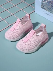 1 双婴儿纯色透气编织休闲运动鞋，软底运动鞋，适合儿童户外活动
