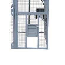 Outdoor Cat House Cat Enclosures 110" Large Kitten Playpen With Platforms,Upgrade Waterproof Cover-Grew&White