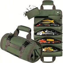 Multipurpose 6-In-1 Waterproof Oxford Cloth Tool Organizer Roll-Up, Portable Electrician Tool Bag, Heavy-Duty Rollup With 6 Compartment Pockets
