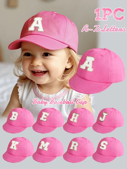 1pc Simple Letter Baby Short Brim Baseball Cap, Stylish And Versatile, Suitable For Girls Aged 1 To 2 For Daily Use In Spring And Summer