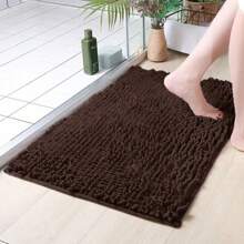 1 件简约纯色柔软雪尼尔吸水防滑浴室垫，也可用于房间装饰