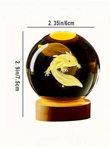 1pc 3D Salamander Laser Engraved Crystal Ball Light, USB Powered Multicolor Night Light, Creative Gift For Girlfriend, Wife, Classmate, Living Room, Bedroom, Bedside