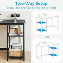 100cm Green Forest Computer Desk With Monitor Stand Reversible Storage Shelves Modern PC Gaming Home Office Desk For Small Spaces Beige - Beige-100x50cm - View 5