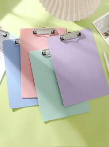 1pc A4 Size Plastic Board Clipboard, Macaron Color Series File Folder, Writing Pad, Portrait Clip, Office Meeting Clipboard - Multicolor - View 7