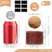1 pezzo/3 pezzi/4 pezzi Set elegante di barattoli ermetici per cucina con coperchio in sughero naturale - Solo lavaggio a mano, barattoli di vetro per conservazione di caffè, tè, spezie - Riutilizzabili, contenitori di vetro rotondi ideali per uso familiare