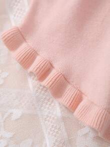 Baby Mädchen Süße gestrickte Rüschen Schnappverschluss Romper, Frühling/Sommer