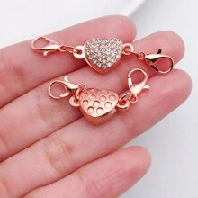 2/6pcs Magnetic Clasps For Jewelry Locking Rose Heart Magnetic Jewelry Clasp Lobster Clasp Self-Aligning Magnetic Rhinestone Clasps Magnetic Necklace Clasp For DIY Necklace Bracelets Jewelry Craft Making