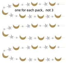 Guirnalda con estrellas y lunas brillantes (1 pieza), guirnalda colgante de papel con estrellas y lunas doradas y plateadas de 2 m/79 in para decoración de Ramadán, Año Nuevo, fiestas - Multicolor - Ver 6