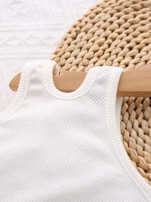 MommBaby MomBaby 女孩 2 件套，无袖纯色吊带上衣和不对称下摆裤子，时尚夏日度假装 - 彩色 - 查看 3