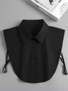 1pc Women's Detachable Solid Color Pointed Collar Sweater Decoration Shirt, Versatile For Daily Wear, All Season For Dress For Christmas Decor - Multicolor - View 6