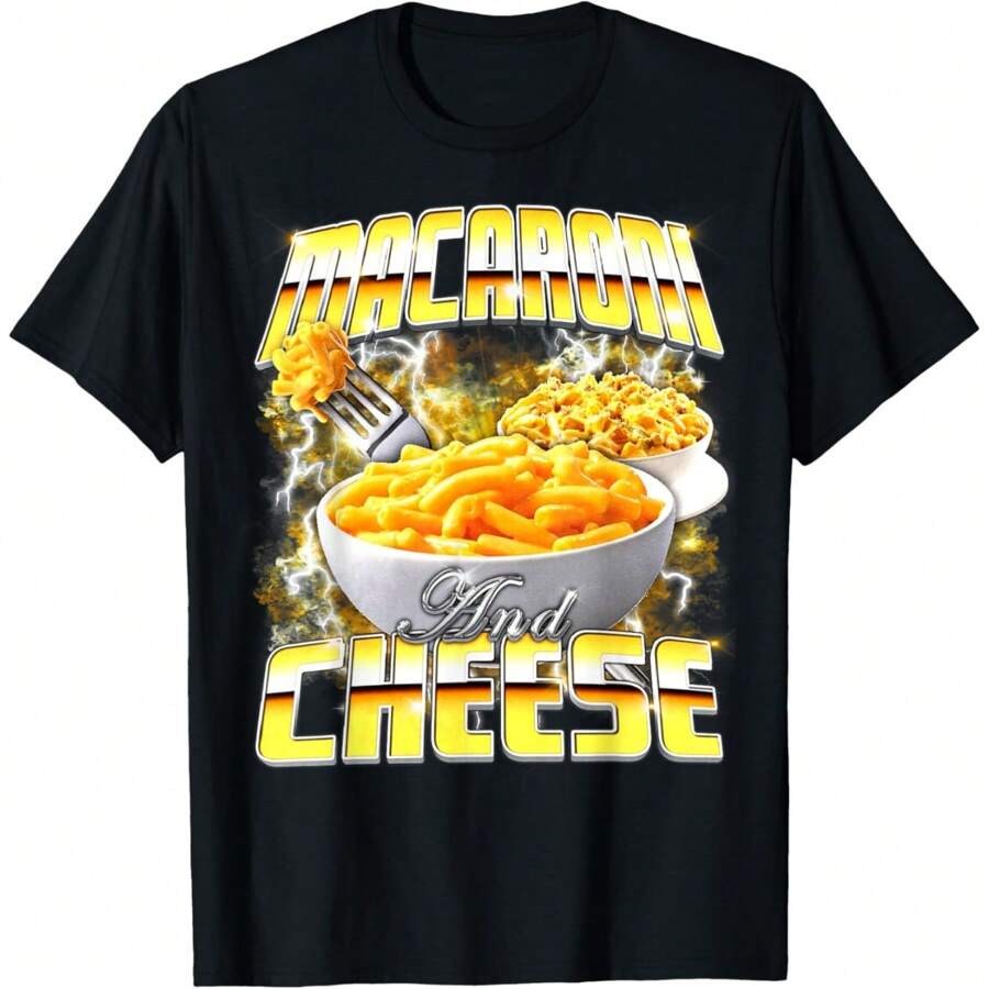 Macaroni And Cheese Meme Bootleg Rap Style 90s Vintage Funny T-Shirt - màu đen - Xem 1
