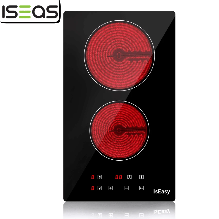 IsEasy Glass Ceramic Hob 2 Plates Frameless Timer TouchControl Built-In Black 3000W - Phích cắm loại C của EU (220-240V) - Xem 1