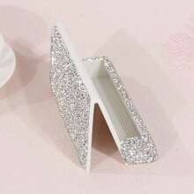 1pc, Rhinestone-Studded Collection, White Rhinestone Credit Card Case, Card And Business Card Holder, Bank Card Storage And Document Box, Clay Rhinestones, High-End Multi-Faceted Glass Rhinestones, Plastic Glittering Rhinestone Office Desk Memo Clip, Portable Elegant Office Card Case, Luxury Gift Accessory With Multi-Faceted Glass Gemstones.