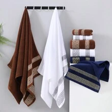 1pc Towel/Bath Towel & 2pcs Set (1 Hand Towel + 1 Bath Towel) & 4pcs Set (2 Hand Towels + 2 Bath Towels) Luxury Geometric Pattern Pool Towels Or 27.6"X 55" Bath Towels - Super Soft, Highly Absorbent, Quick Drying, Multipurpose Towels, Suitable For Home And Bathroom - Fashionable Decor, Bathroom Accessory Home Bathroom Decor Summer Back To School - Multicolor - View 4