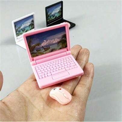 1:12 Maßstab Mini Puppenhaus Figuren Laptop Maus Set Modell Spielzeug - Süße Möbel Elektrische Accessoires, Miniatur Dekoration, Heim Dekoration, Zimmer Dekoration, Rollenspiel Dekoration, Party Dekoration Kleine Geschenke