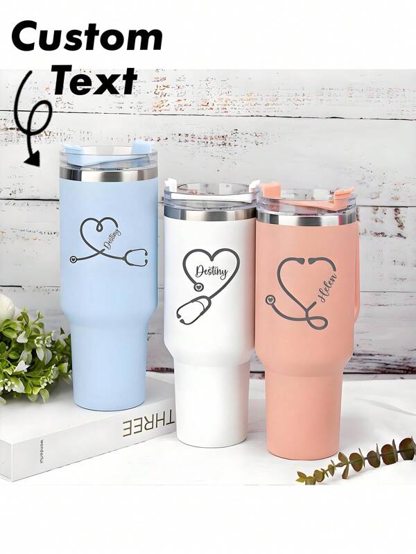 1pc 40oz Custom Multiple Photos And Text Stainless Steel Tumbler, Designed In A Romantic Style, Featuring A 304 Inner Container, Is Perfect For Personalizing With Multiple Photos And Heartfelt Text. The Romantic Design Makes It Ideal For Capturing Memories And Meaningful Messages, Perfect For Occasions Like Anniversaries, Valentine's Day, Or As A Thoughtful Gift For Couples, Friends, And Loved Ones.