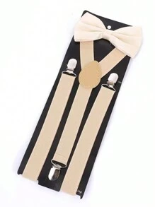 2 件男士时尚百搭可调节纯色涤纶吊带和优雅涤纶领结套装，适合婚礼、典礼和日常穿着，适合外出装婚礼派对和礼物万圣节配饰、万圣节服装秋冬配饰万圣节服装，适合青少年、青年、男士、休闲、户外、运动、度假、毕业礼物、生日、日常穿着 - 墨綠色 - 查看 3