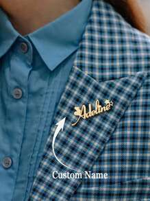 Personalized Name Brooch Pin Exquisite Name Badges Stars Name Brooches Stainless Steel Name Pins - Personalized Accessories Customized Name Valentine's Day Gifts Father's Day Gifts Mother's Day Gifts Birthday Gifts Customized Jewelry Accessories