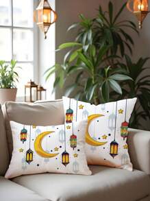 1 件斋月灯笼星月涤纶枕套、月亮枕垫、家居装饰、卧室装饰、沙发装饰（不含枕芯），17.7 * 17.7 英寸/45X45 厘米，11.8 * 19.7 英寸/30 * 50 厘米 - 彩色 - 查看 10