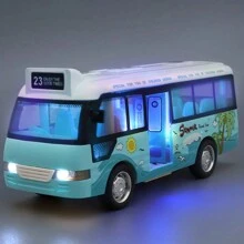 Autobús interactivo de la ciudad para niños con luces y sonidos, vehículo de juguete de plástico con retroceso, perfecto para el tiempo de juego de los niños, regalos de vuelta a la escuela - Multicolor - Ver 14