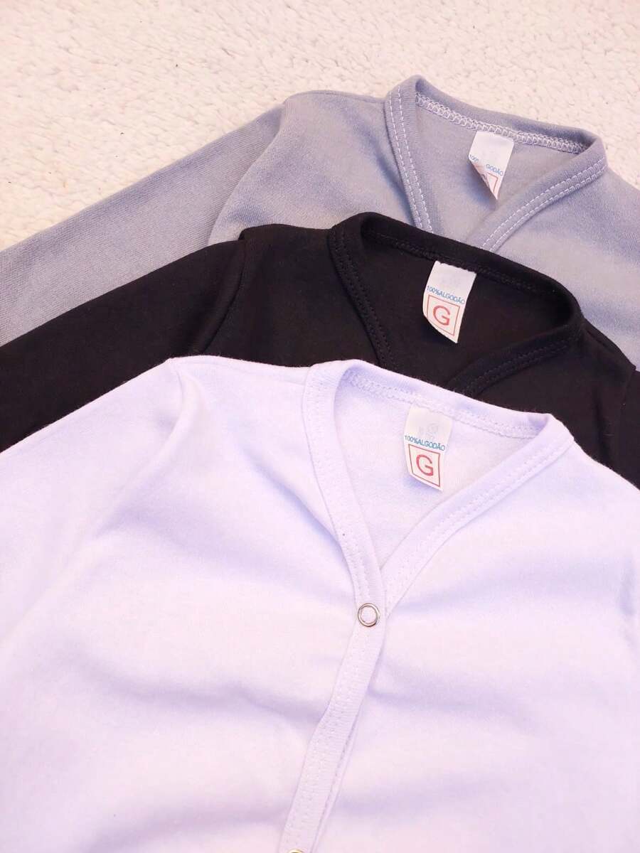 Kit 3 Baby Jackets (Super Comfortable) 100% Cotton Suede - Negro - Ver 1