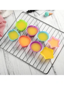 24 Peças, Copos De Muffin De Silicone Coloridos - Forros De Cupcake Reutilizáveis Antiaderentes Em Formatos Redondos, Estrelas, Corações E Flores - Perfeitos Para Assar E Decorar - Utensílios E Acessórios De Cozinha