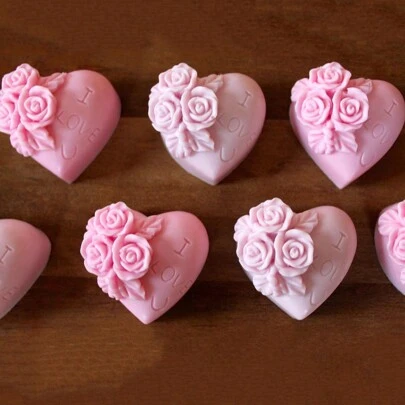 1pc Valentine'S Day Flower Love Rose Silicone Soap Mold, DIY Aromatherapy Handmade Gypsum Candle Making Mold