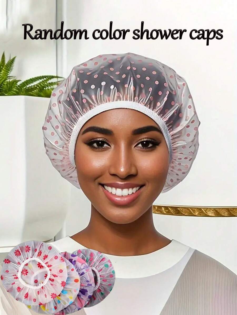 10/3 piezas Gorro de ducha reutilizable e impermeable, gorro de baño, gorro a prueba de aceite de cocina, gorro de ducha de color aleatorio para el baño, gorro para mascarilla capilar, gorro para teñir, gorro para secar, gorro para aceitar, gorro de ducha reutilizable de PEVA, gorro de ducha elástico impermeable con estampado de cerezas de múltiples funciones para mujeres en spa y salón, gorro de ducha de color aleatorio, accesorios de baño, gorro de ducha a prueba de aceite de cocina, gorro de ducha para el cuidado de la piel, gorro de ducha elástico, gorro de ducha estampado
