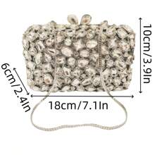 Stylish Women Crystal Evening Clutch Diamonds Handbag Rhinestone Clutch - 銀色 - 查看 2