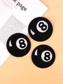 3pcs Number Embroidered Iron-on Patch, Creative DIY Sewing Patch, For Clothing, Bag, Hat, Pants - Black and White - View 1